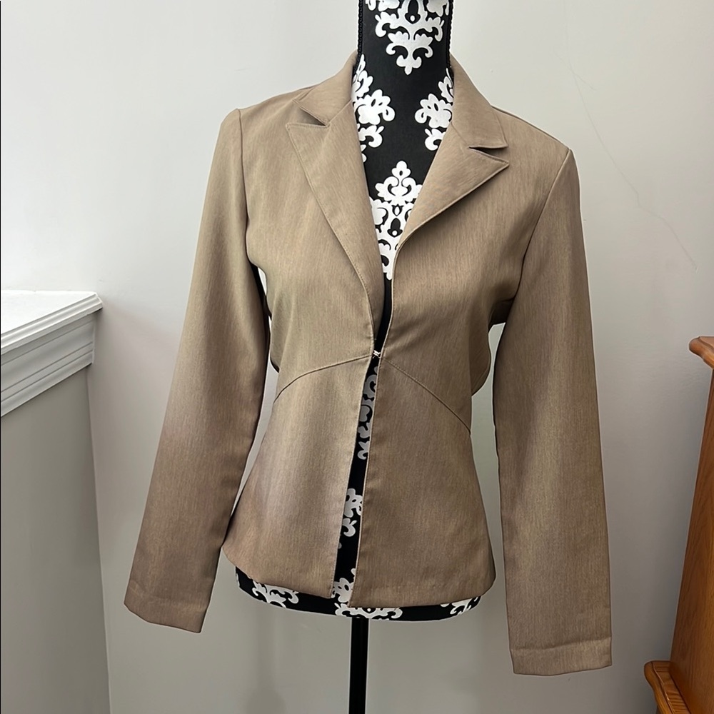 Chic Taupe Tan Blazer Top